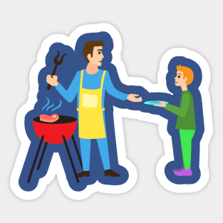 Father Grilling BBQ Sticker